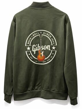 Gibson Olive Green Guitar Sunburst Zip Front Jacket XL NEW